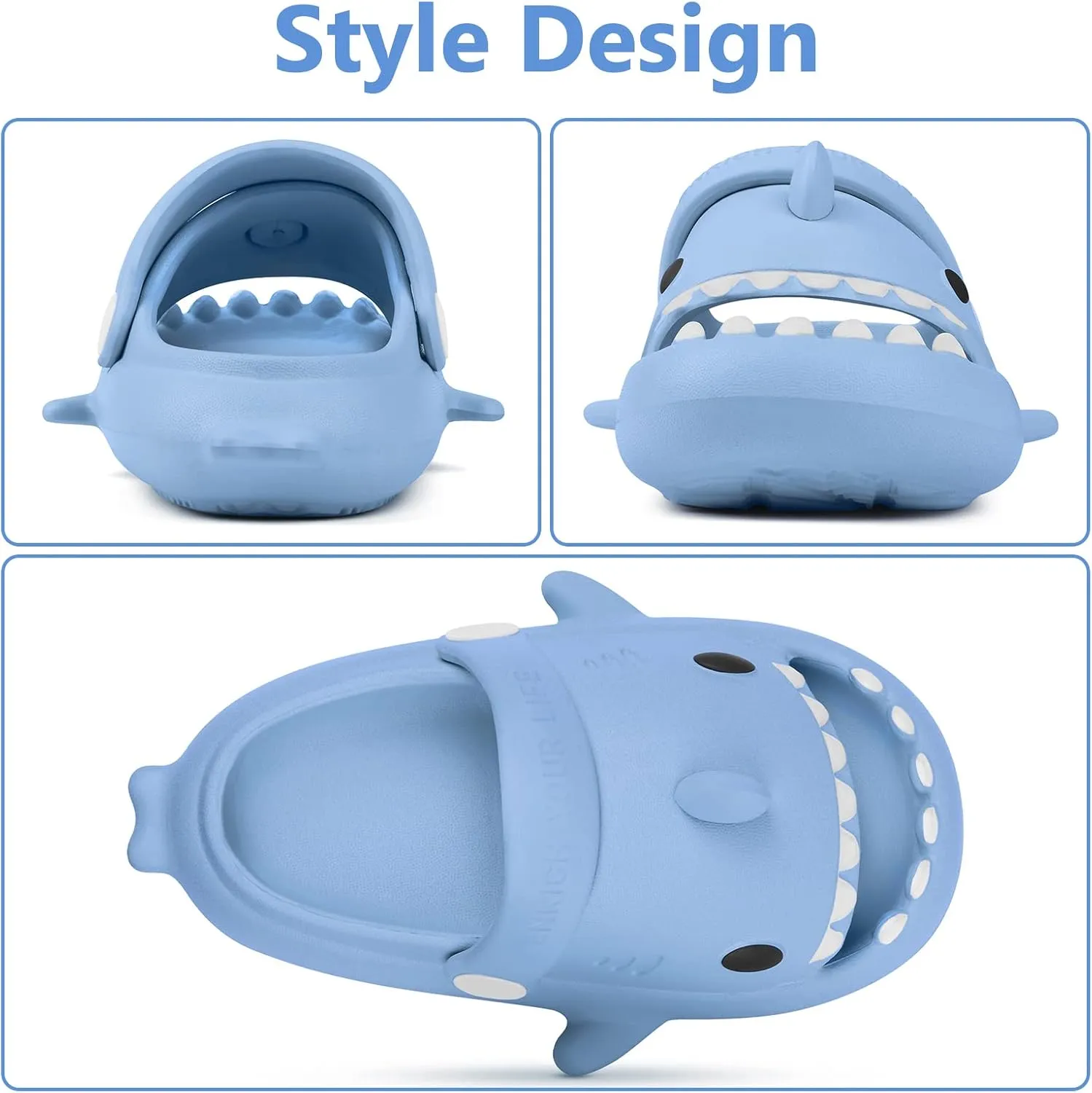 Toddler Shark Cloud Slides | Kids Shower Sandals | Boys Girls Cute Cartoon Fish Flip Flops | Beach Pool Home Slippers Shoes | Quick Dry Non-Slip