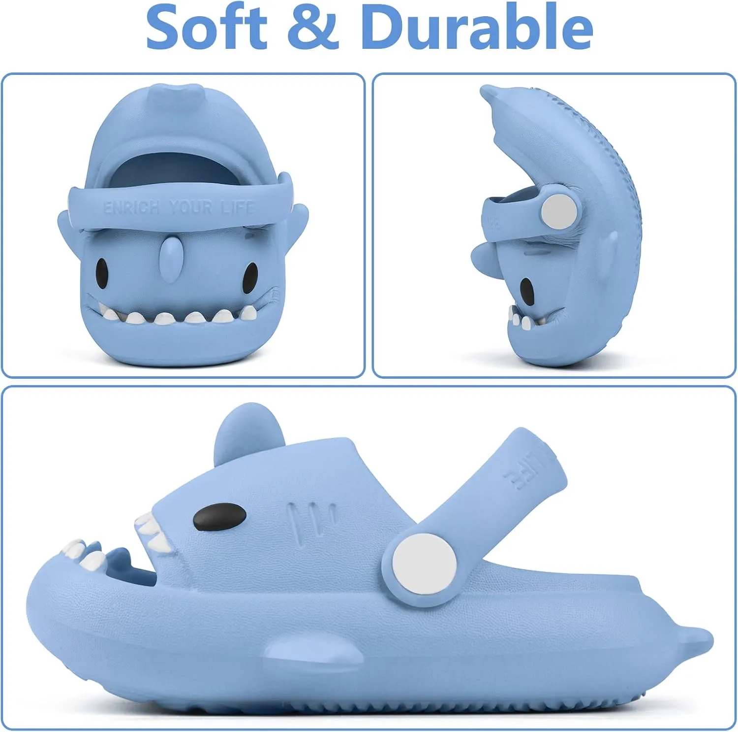 Toddler Shark Cloud Slides | Kids Shower Sandals | Boys Girls Cute Cartoon Fish Flip Flops | Beach Pool Home Slippers Shoes | Quick Dry Non-Slip