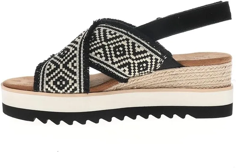 TOMS Womens Diana Crossover Southwest Platform Espadrille Casual Sandals Casual Mid Heel 2-3" - Black
