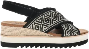 TOMS Womens Diana Crossover Southwest Platform Espadrille Casual Sandals Casual Mid Heel 2-3" - Black