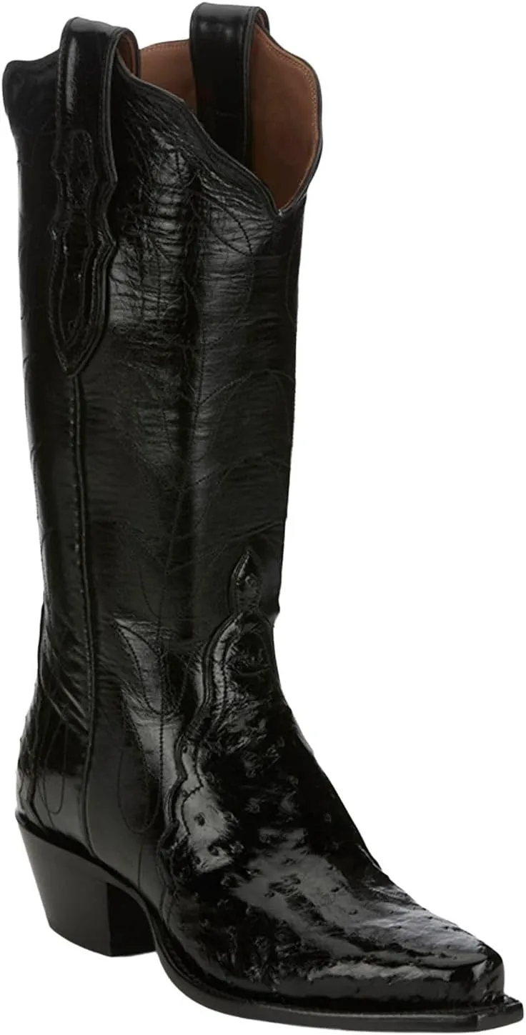 Tony Lama Women's Boot Barn Exotic Ostrich Western Snip Toe Black 8 M US