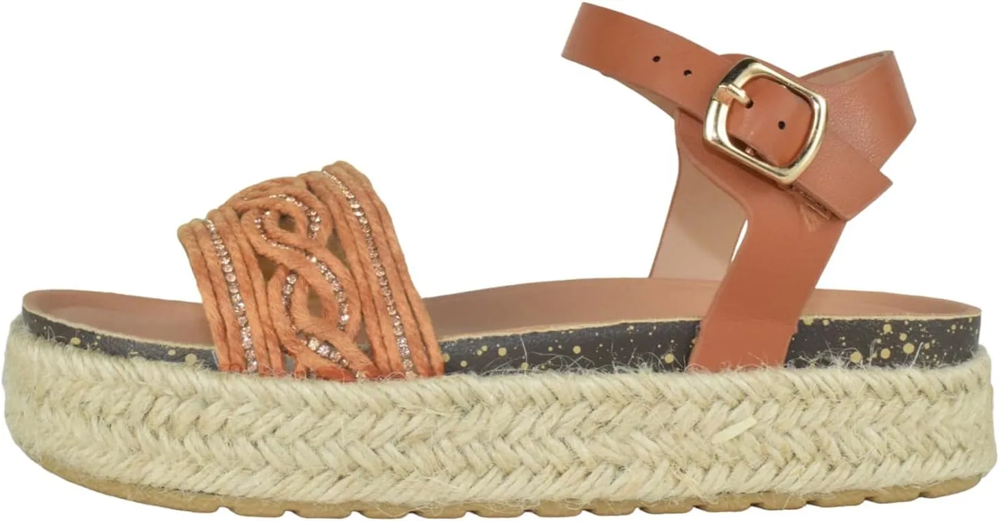 TOP Moda Shoes Women Platform Espadrille Sandals Ankle Strap Flat Footbed Buckle up Bling Rhinestone Athens-1