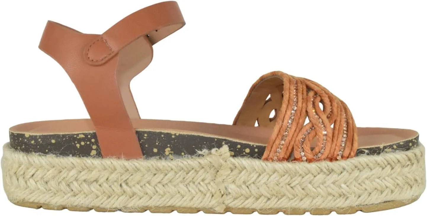 TOP Moda Shoes Women Platform Espadrille Sandals Ankle Strap Flat Footbed Buckle up Bling Rhinestone Athens-1