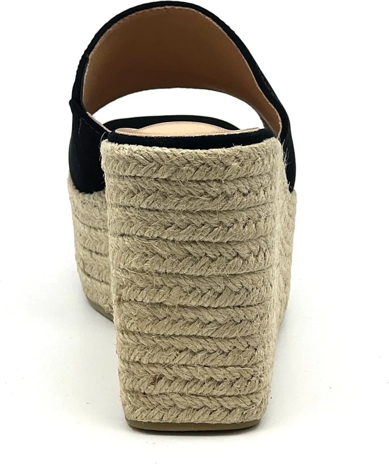 TOP Moda Women Open Toe High Wedge Jute Espadrille Slip on Slide Sandals
