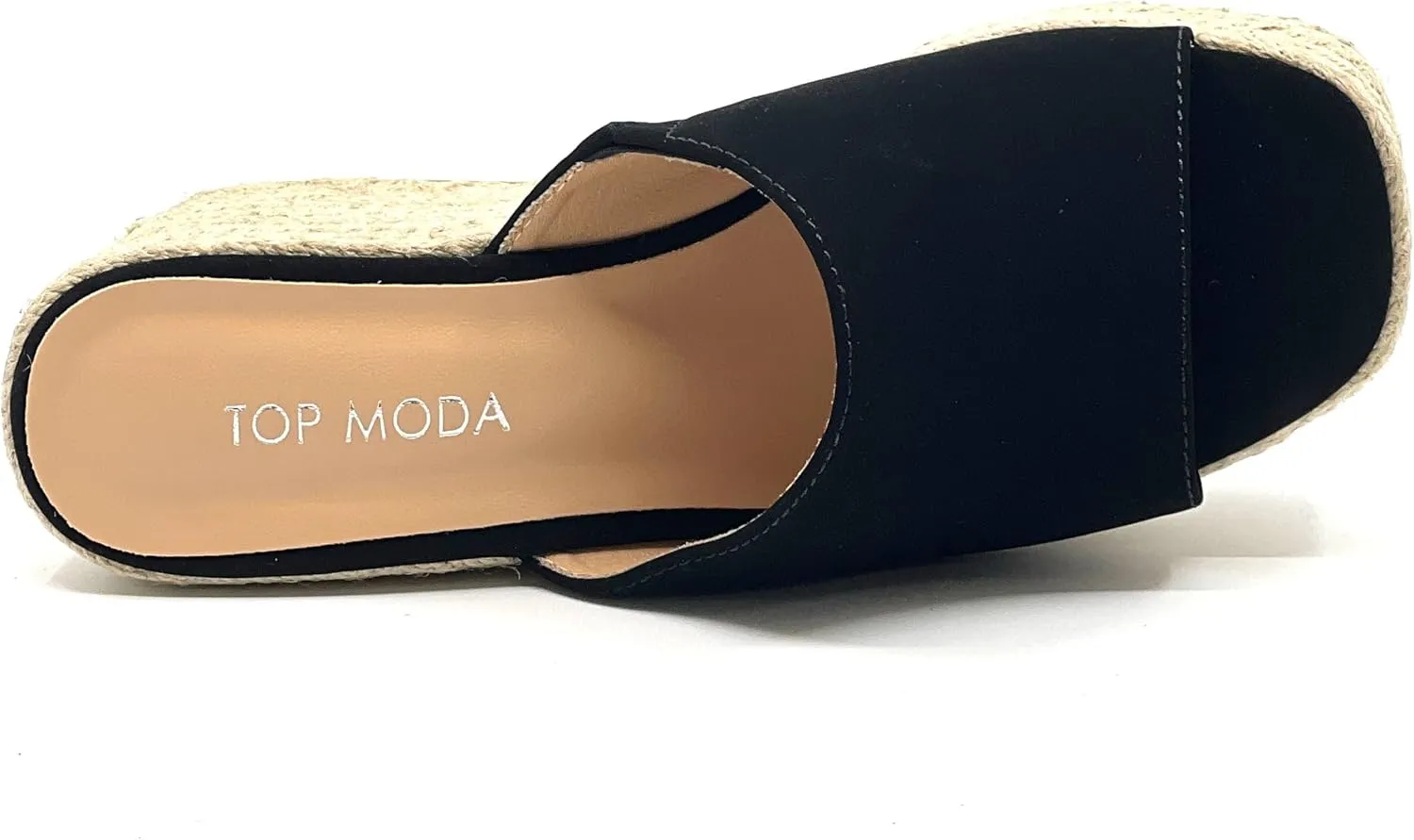 TOP Moda Women Open Toe High Wedge Jute Espadrille Slip on Slide Sandals