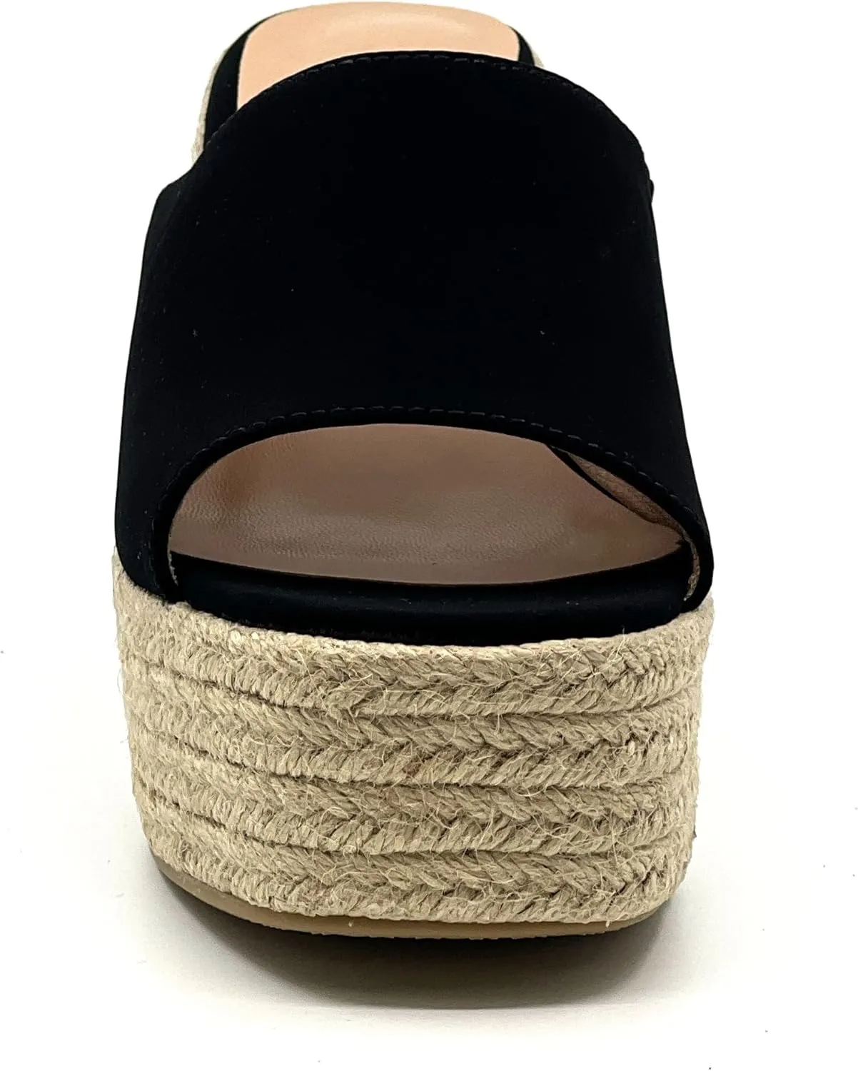 TOP Moda Women Open Toe High Wedge Jute Espadrille Slip on Slide Sandals