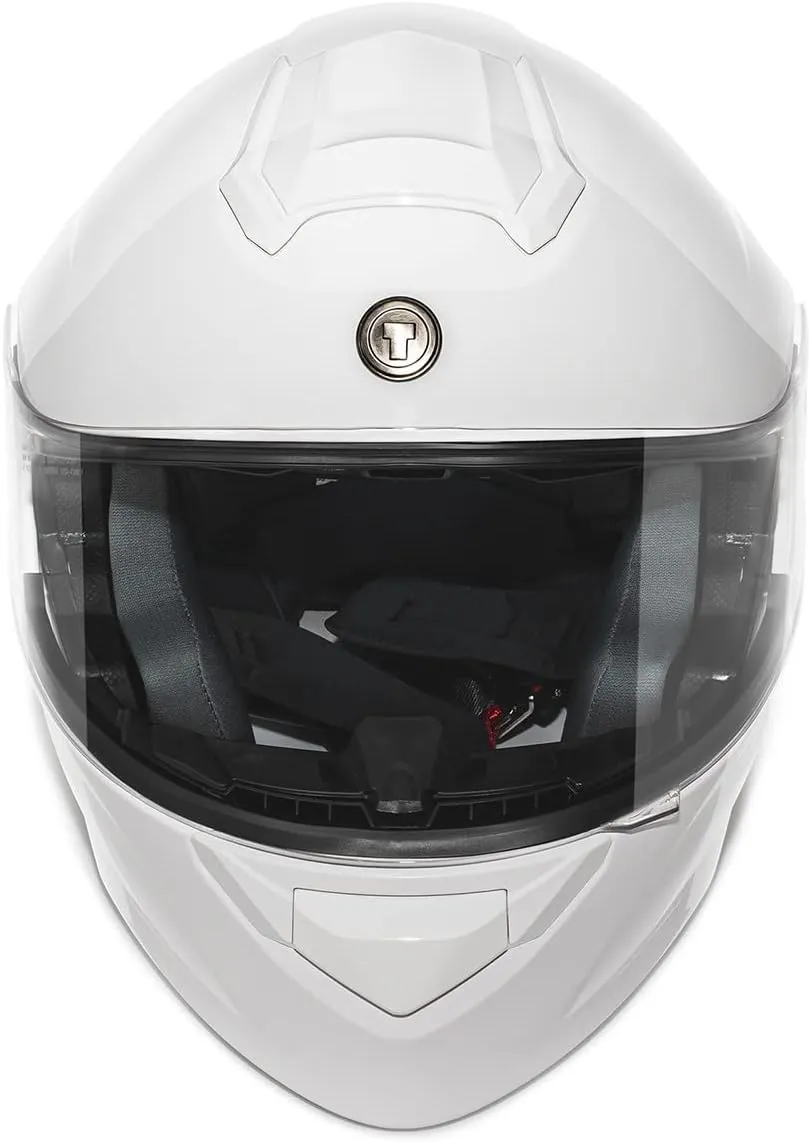 TORC T28 Full Face Motorcycle Helmet DOT & ECE 22.05 Approved (Gloss White-Large)
