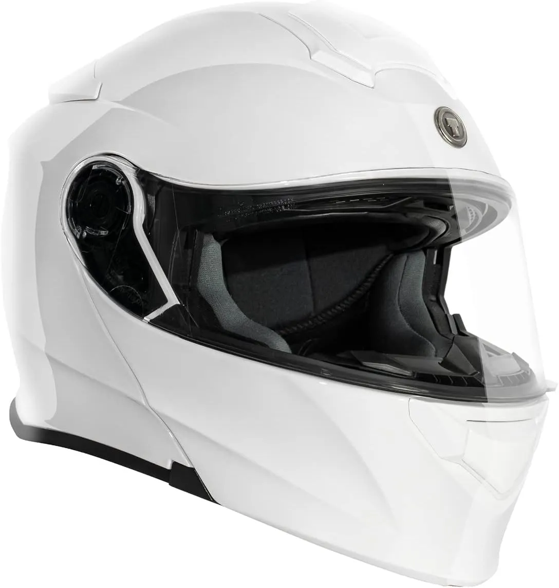 TORC T28 Full Face Motorcycle Helmet DOT & ECE 22.05 Approved (Gloss White-Large)