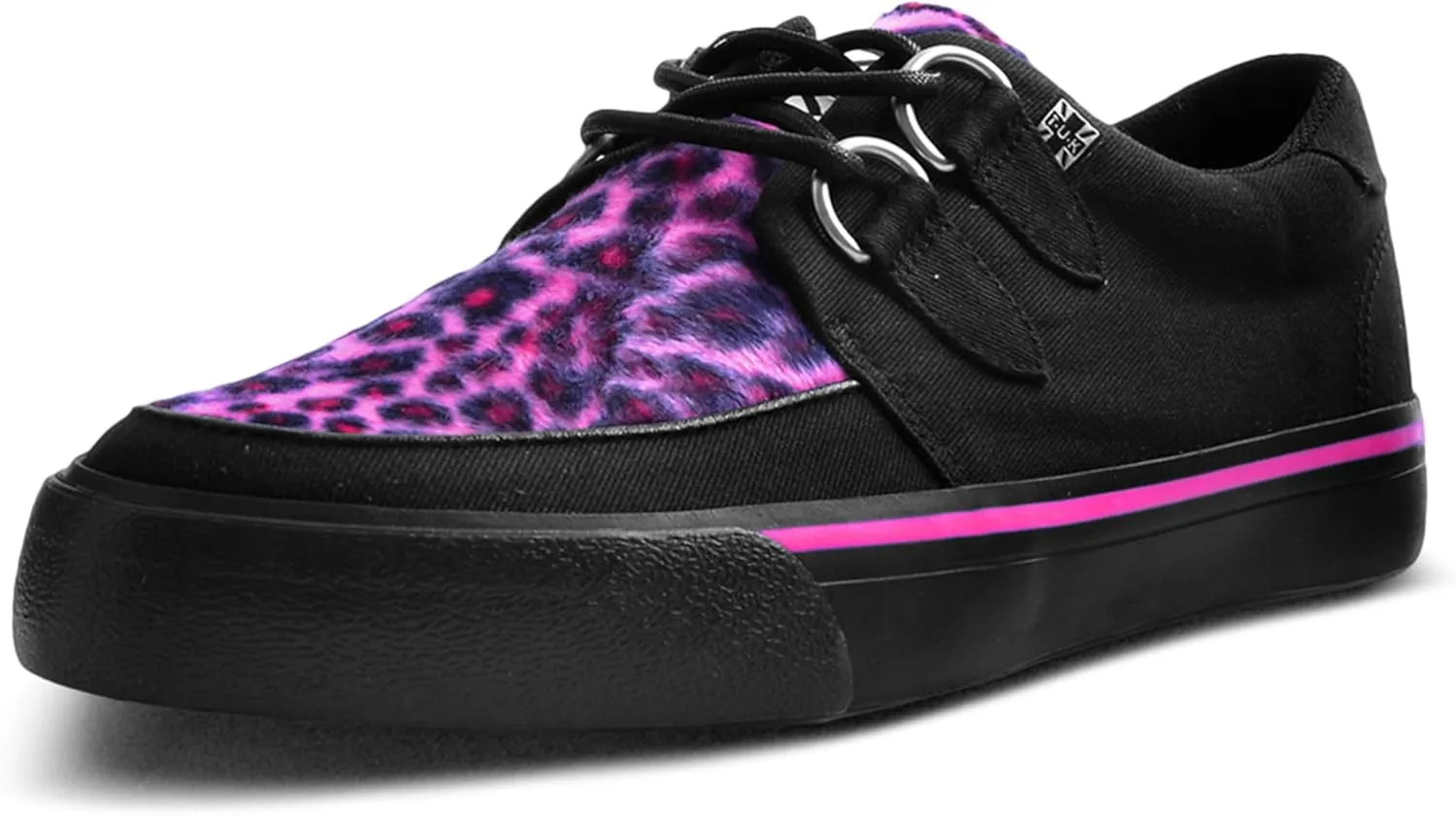T.U.K. Leopard Creeper Sneaker Shoes for Women and Men, D Ring Lace Up Shoes