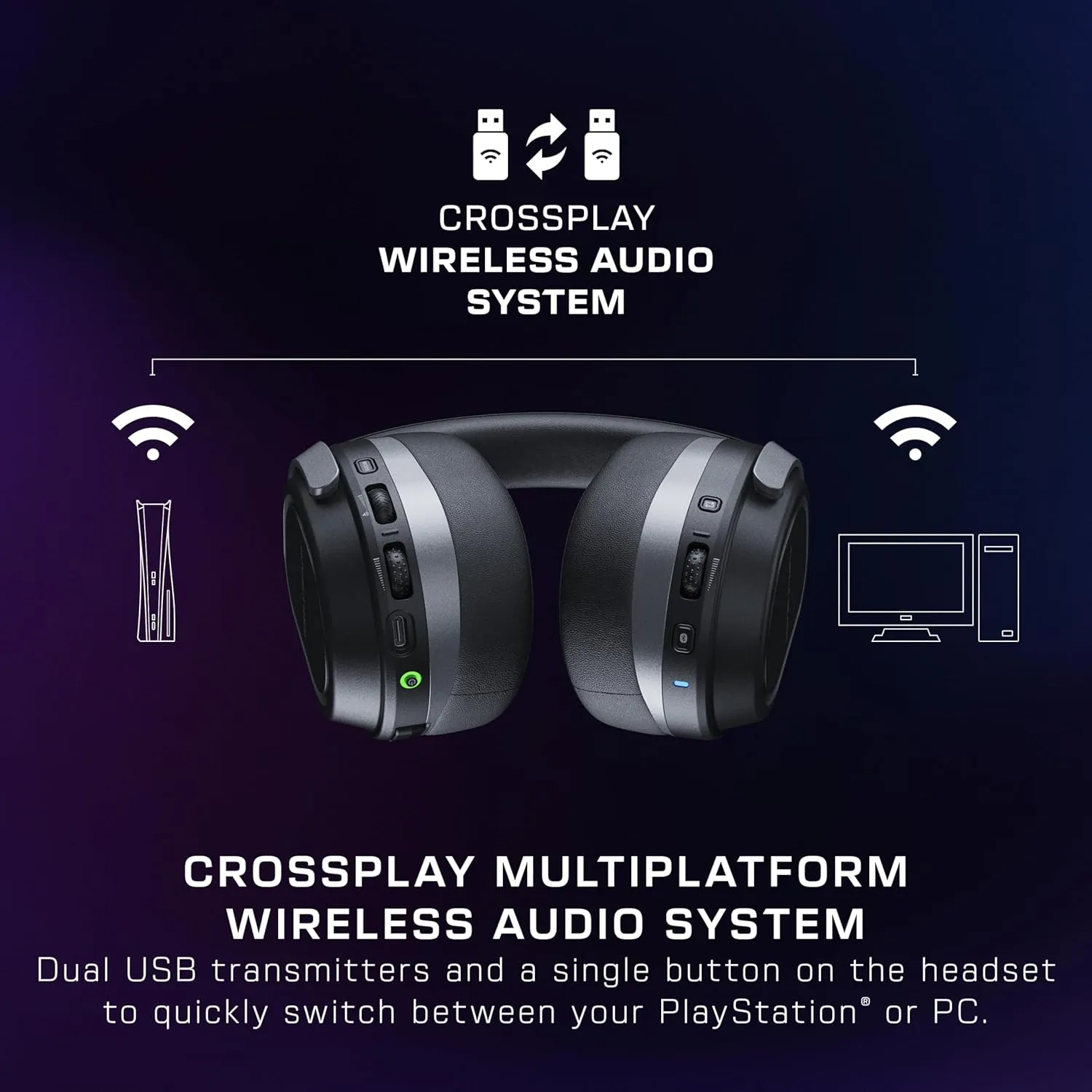 Turtle Beach Stealth 700 Gen 3 Wireless Multiplatform Amplified Gaming Headset for PS5, PS4, PC, Mobile – 60mm Drivers, AI Noise-Cancelling Mic, Bluetooth, 80-Hr Battery, Dual Transmitters – Black