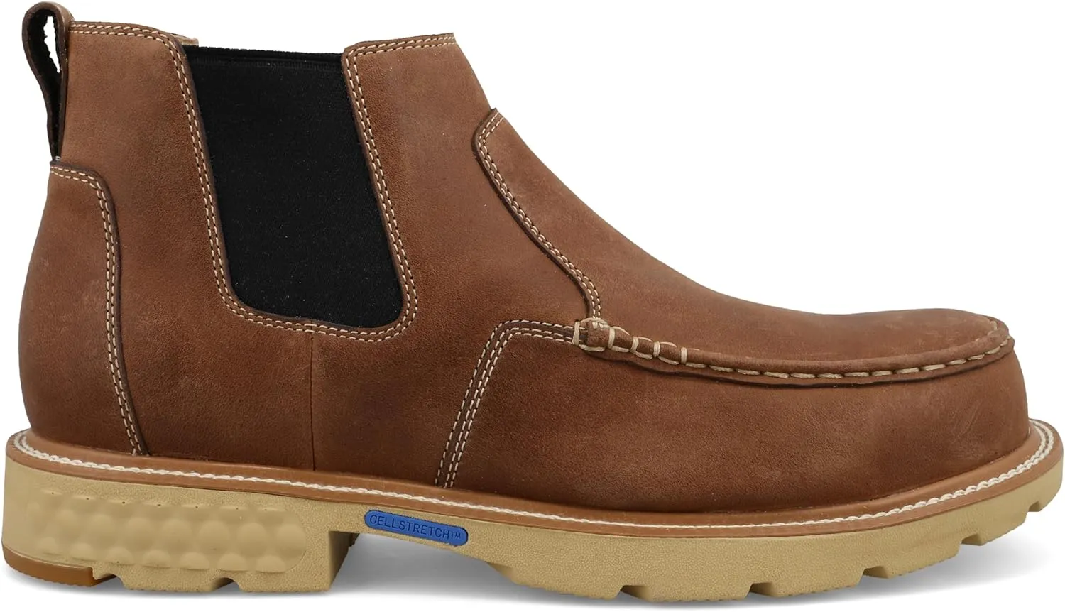 Twisted X Men's 4" Work Chelsea Boot, Moc Toe Nano Toe with CellStretch