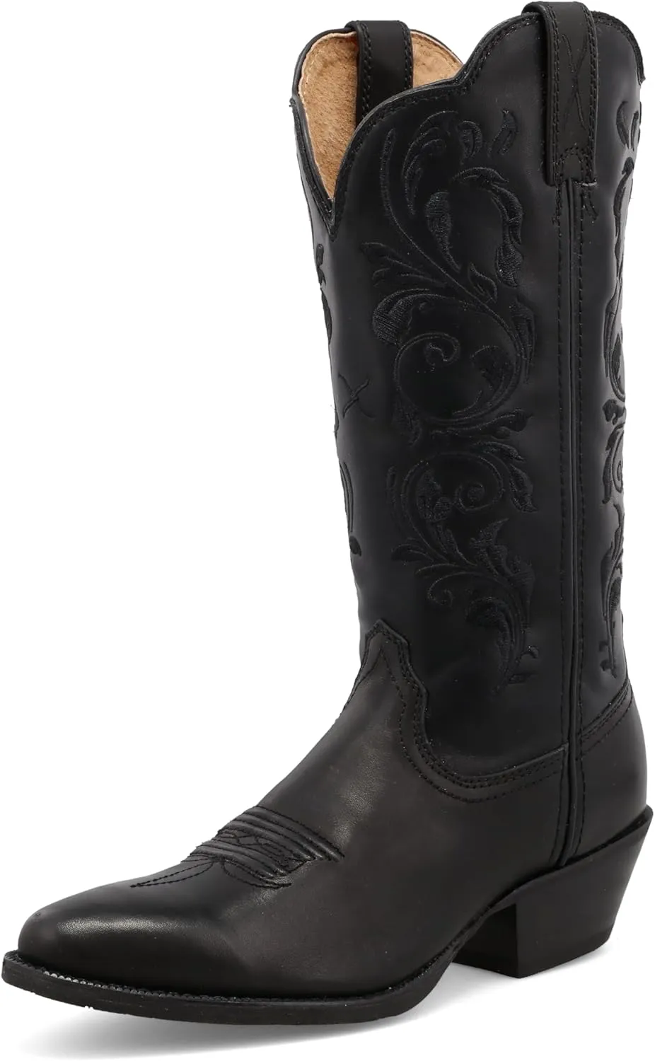 Twisted X Women's 12" Western Boot, Narrow Round Toe, Black & Black, 9.5 B