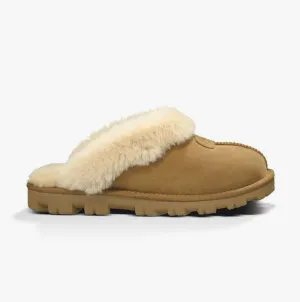 UGG COQUETTE Womens Sheepskin Mule Slippers Chestnut
