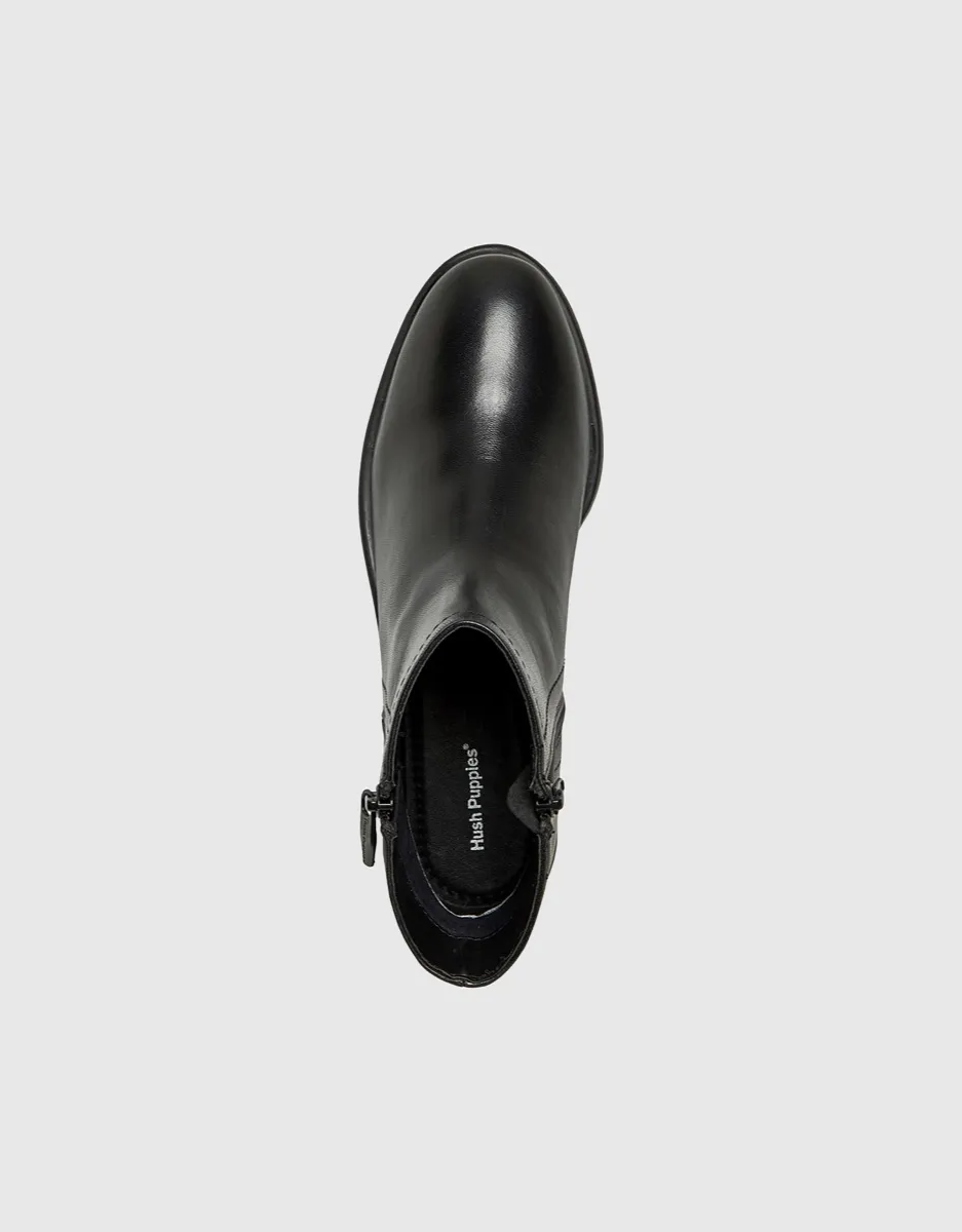 Valerie Leather Zip Up Boots in Black