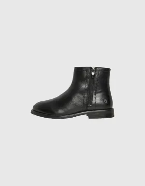 Valerie Leather Zip Up Boots in Black