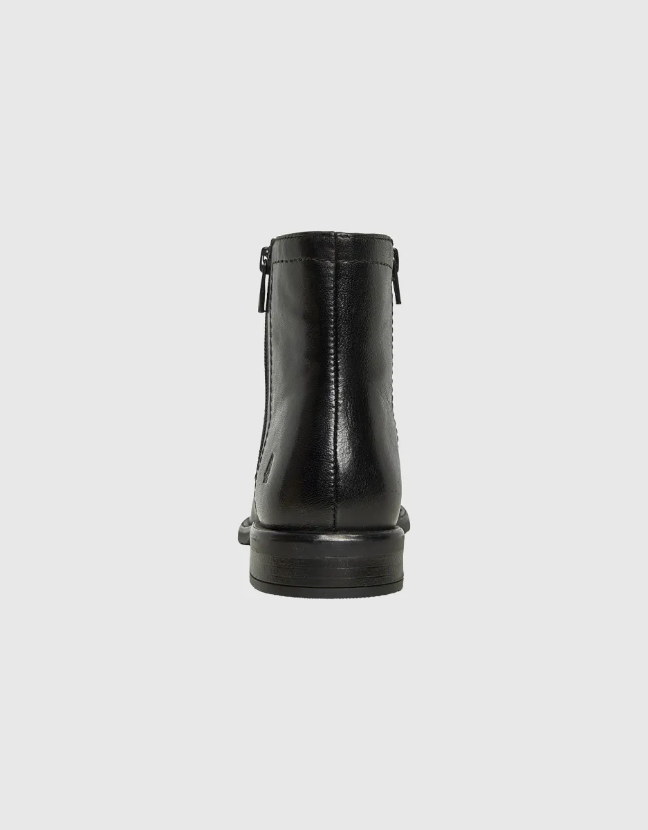 Valerie Leather Zip Up Boots in Black