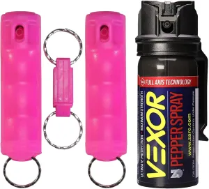 VEXOR Pepper Spray Protection Bundle: Police-Strength Gel & Full Axis Spray with Belt Clip—360° Coverage, Quick Release Key Ring—10-20 Ft Range, Non-Lethal Self Defense for Complete Safety