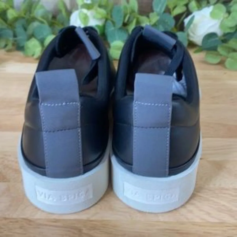Via Spiga Mae Platform Sneaker Black Leather Size 9M