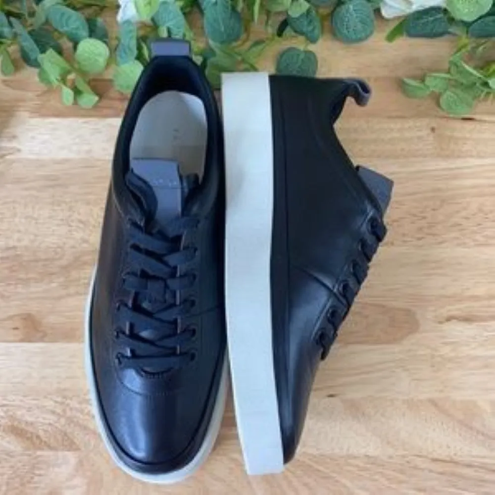 Via Spiga Mae Platform Sneaker Black Leather Size 9M