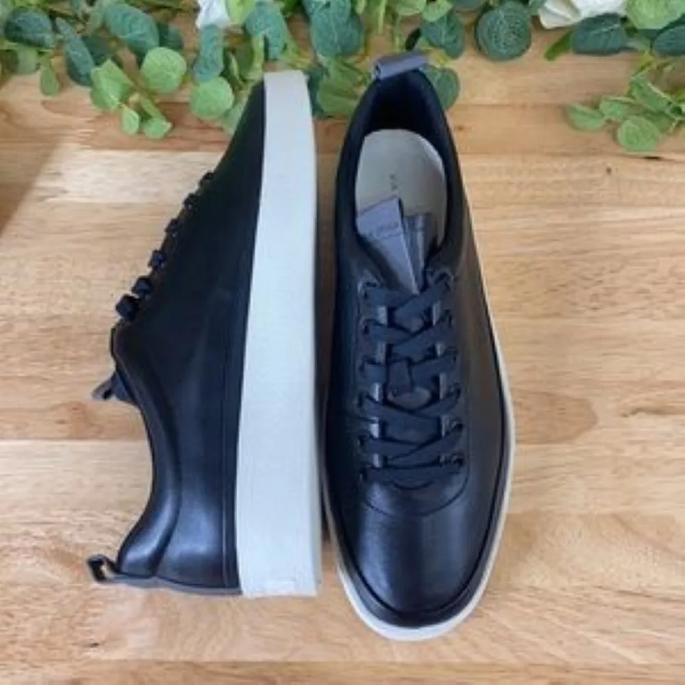 Via Spiga Mae Platform Sneaker Black Leather Size 9M