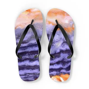 Vibrant Unisex Beachwear Flip Flops With Tie-dye Like  Bog Jasper Patterns