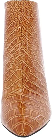 Vince Camuto Benedie Flex Camel Croco Patent Pointed Toe Leather Ankle Booties (Flex Camel Croco, 6.5)