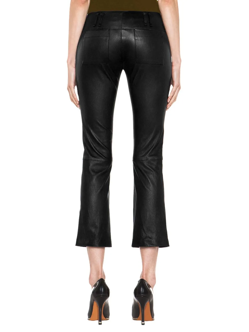 Vintage Flare Boot-Cut Leather Capri for Women
