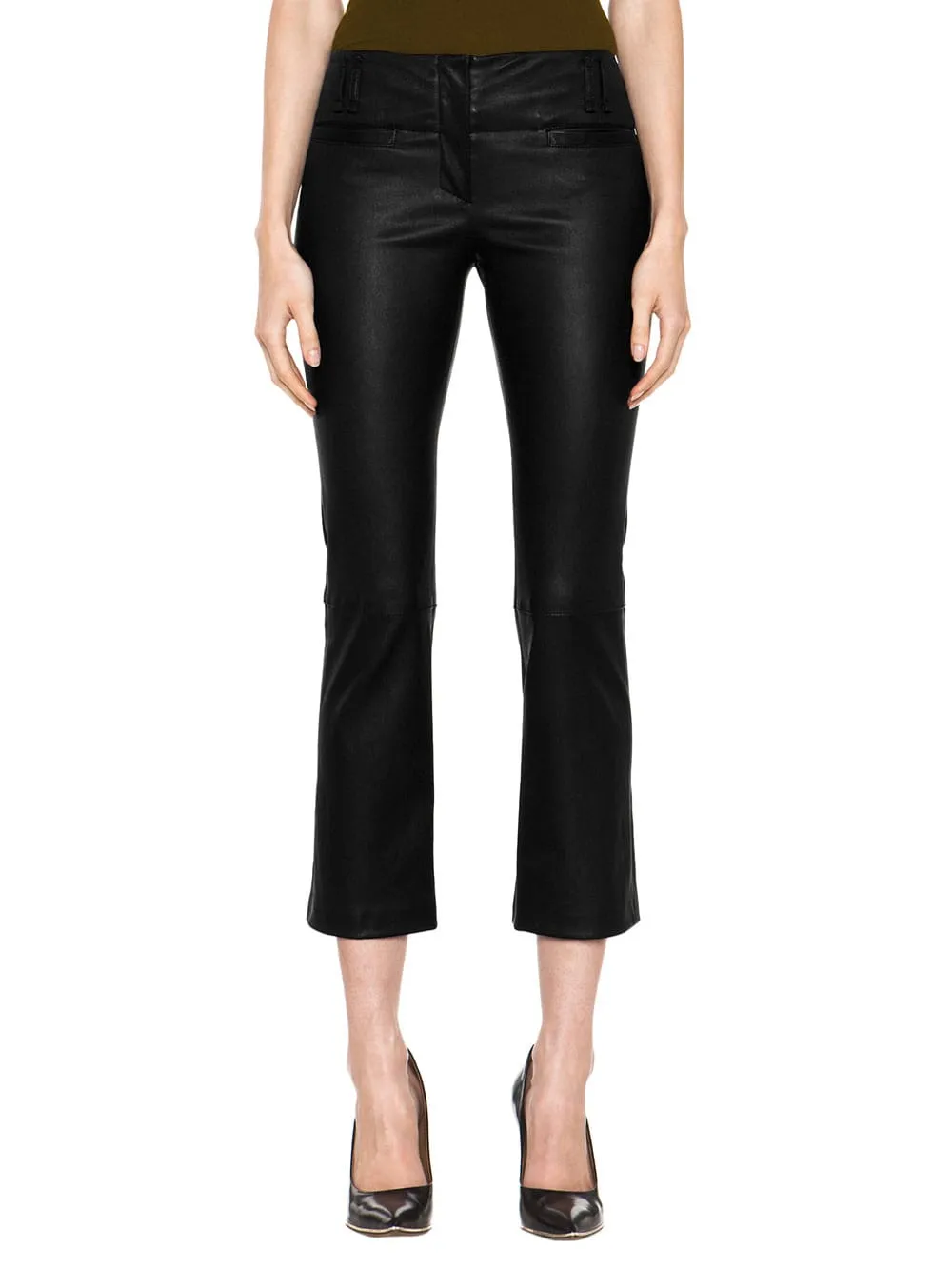 Vintage Flare Boot-Cut Leather Capri for Women
