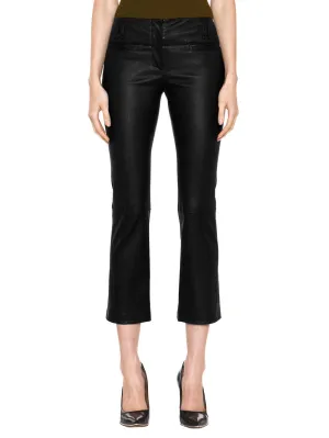 Vintage Flare Boot-Cut Leather Capri for Women