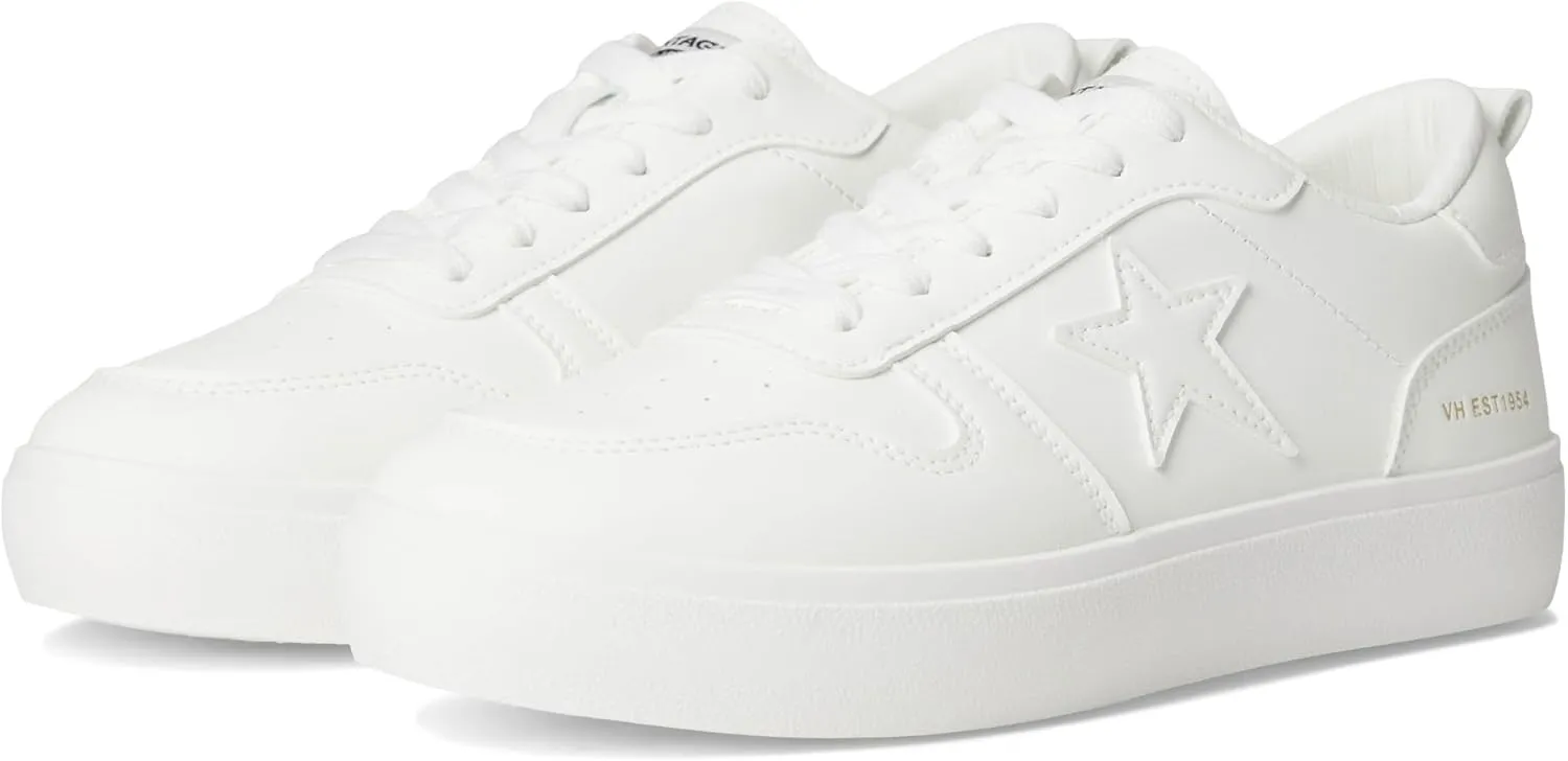 Vintage Havana Womens Aura Metallic Platform Lace Up Sneakers Shoes Casual - White