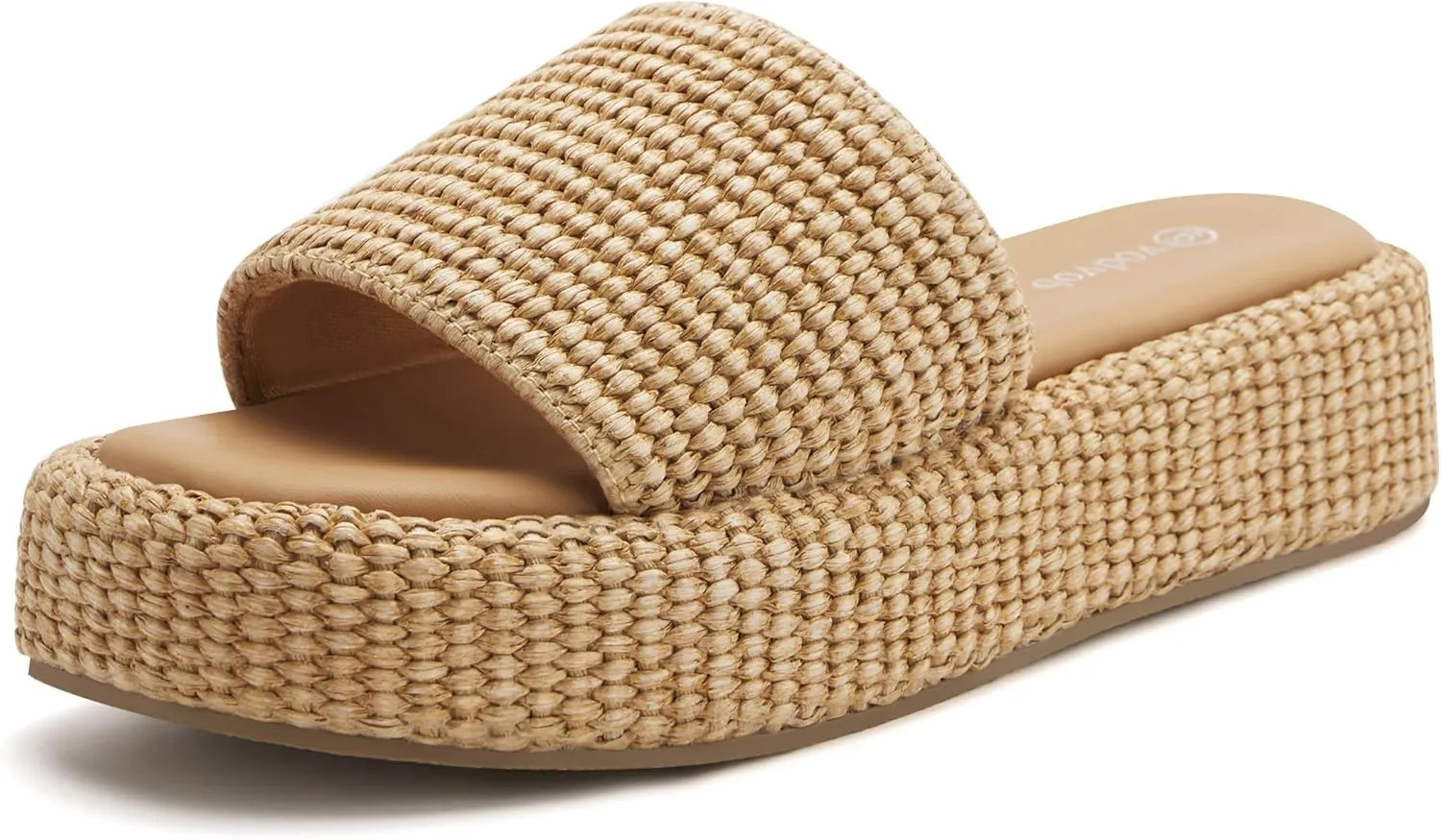 vodvob Platform Sandals for Women Open Toe Comfort Slip On Espadrille Sandals Cute Beach Straw Raffia Sandals Casual Summer Vacation for Women