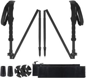 Walking Trekking Poles, Collapsible Folding Adjustable Lightweight Aluminum Hiking Poles with Anti-Shock, Quick Lock System for Men & Women Camping Hi
