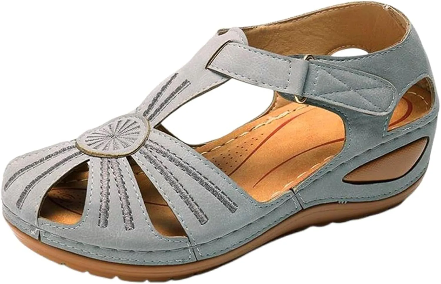 Wedge Sandals for Women Summer Dressy Closed Toe Platform Wedges, Beach Bohemia Ankle Strap Slip On Sandals Casual Comfortable Gladiator Sandal