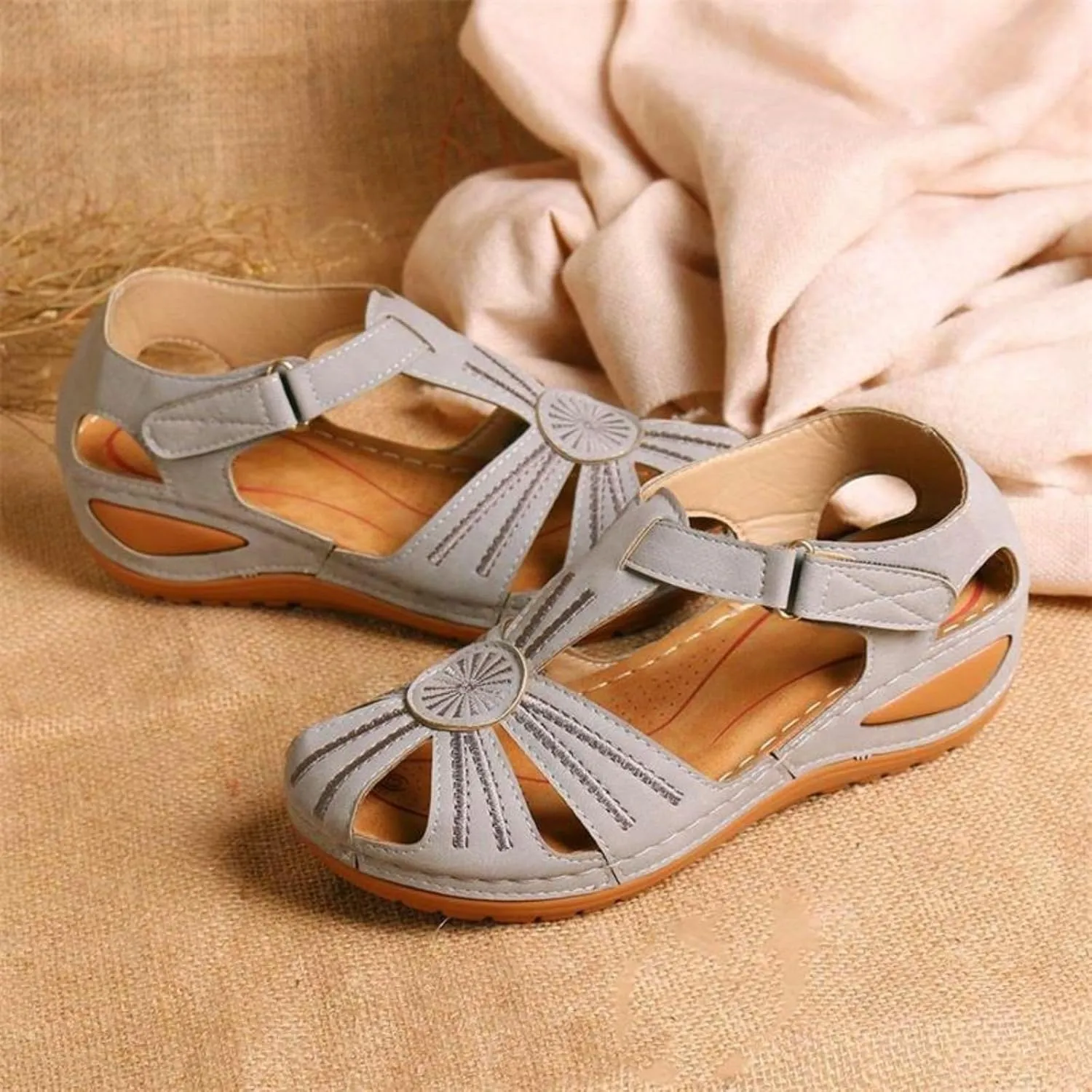 Wedge Sandals for Women Summer Dressy Closed Toe Platform Wedges, Beach Bohemia Ankle Strap Slip On Sandals Casual Comfortable Gladiator Sandal