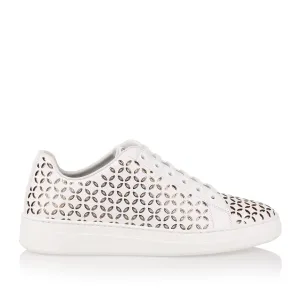 White laser-cut leather sneaker