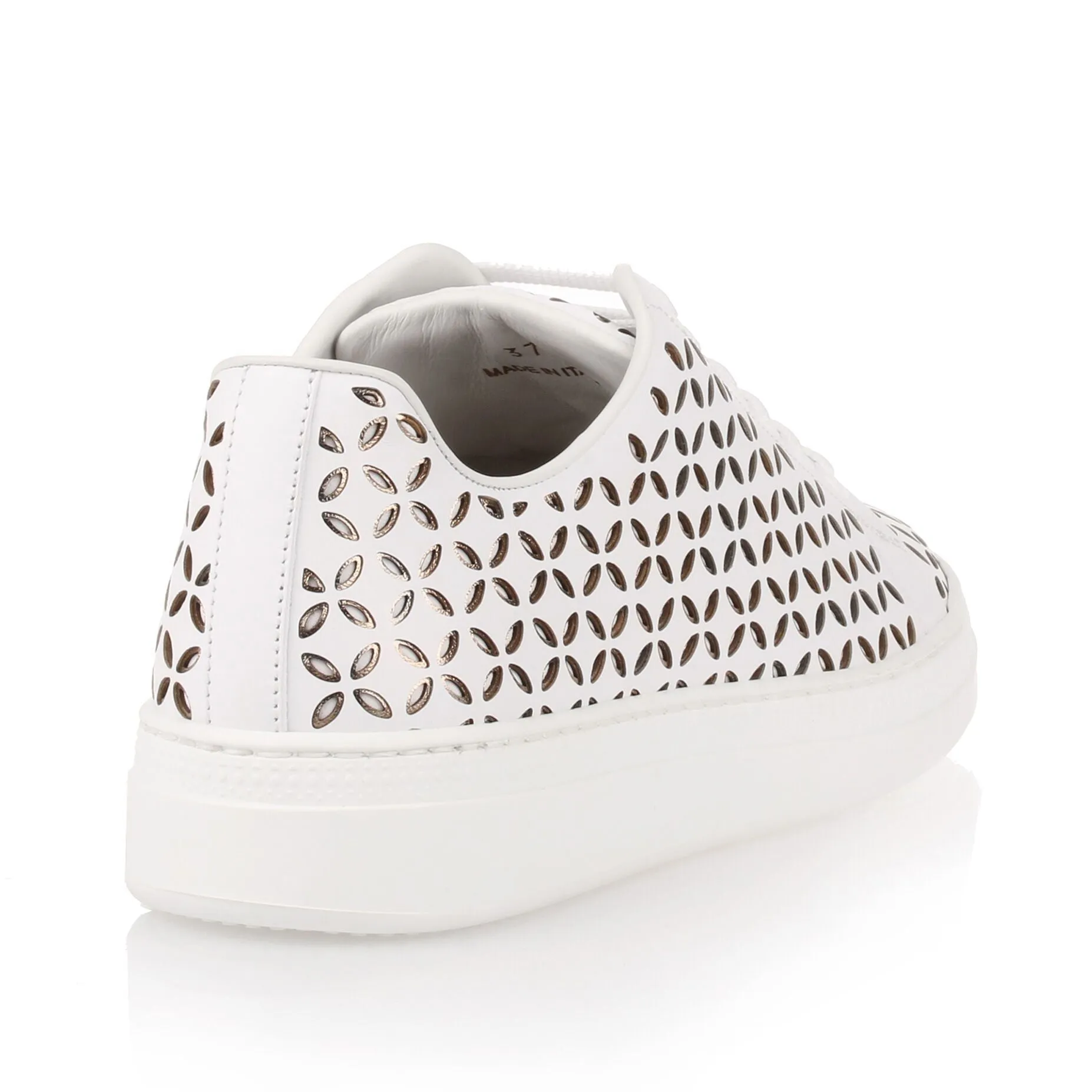 White laser-cut leather sneaker
