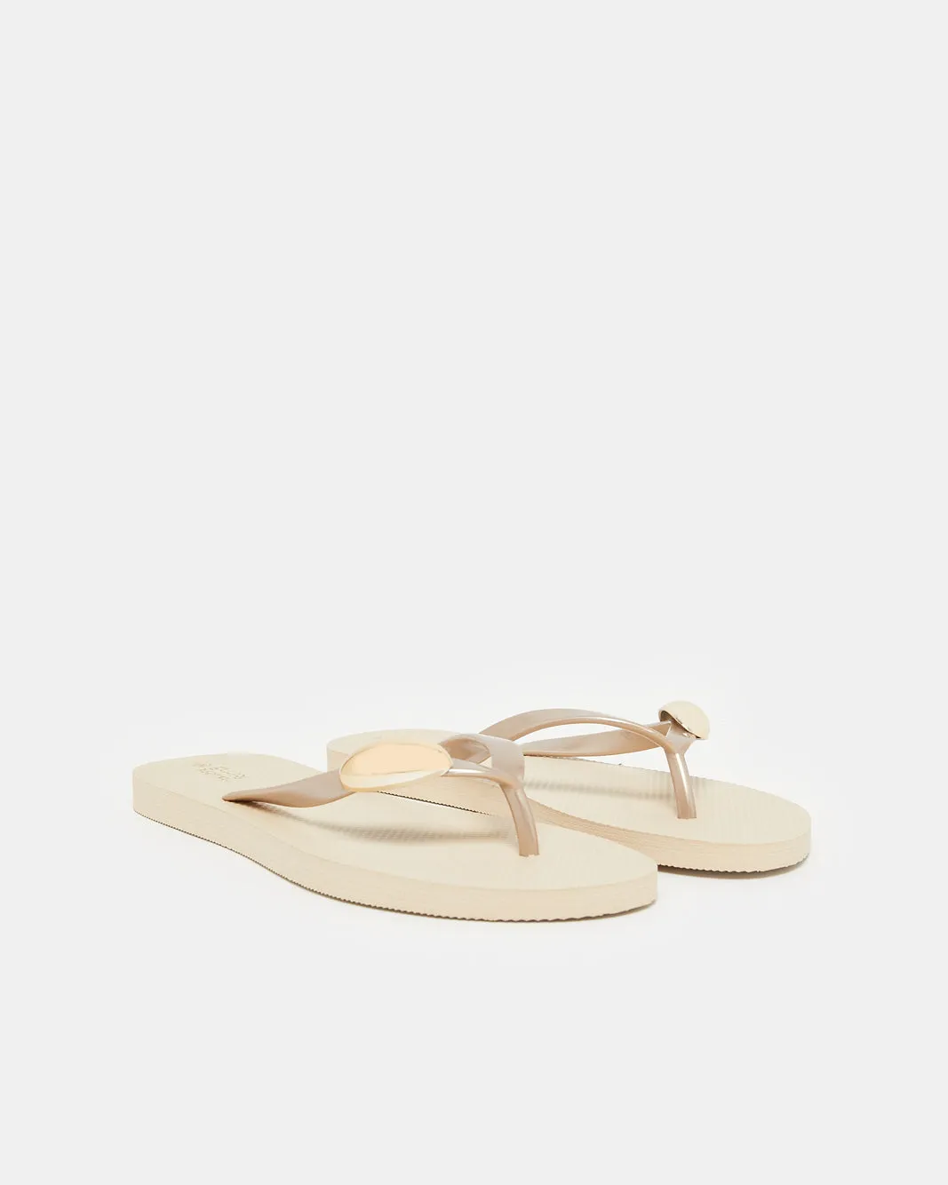 Women Beige With Gold Trim Flip Flop