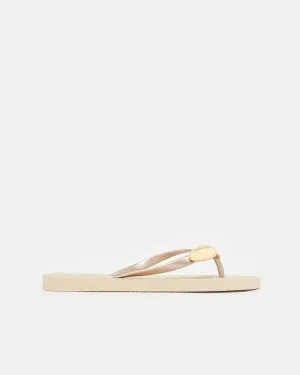 Women Beige With Gold Trim Flip Flop