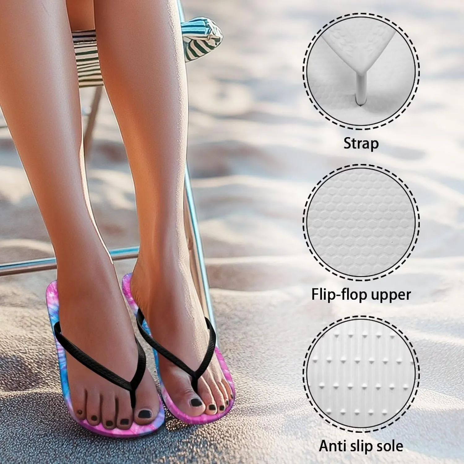 Women Flip Flops with Arch Support Yoga Mat Summer Beach Walking Comfortable Thong Sandals Slip On Indoor Outdoor