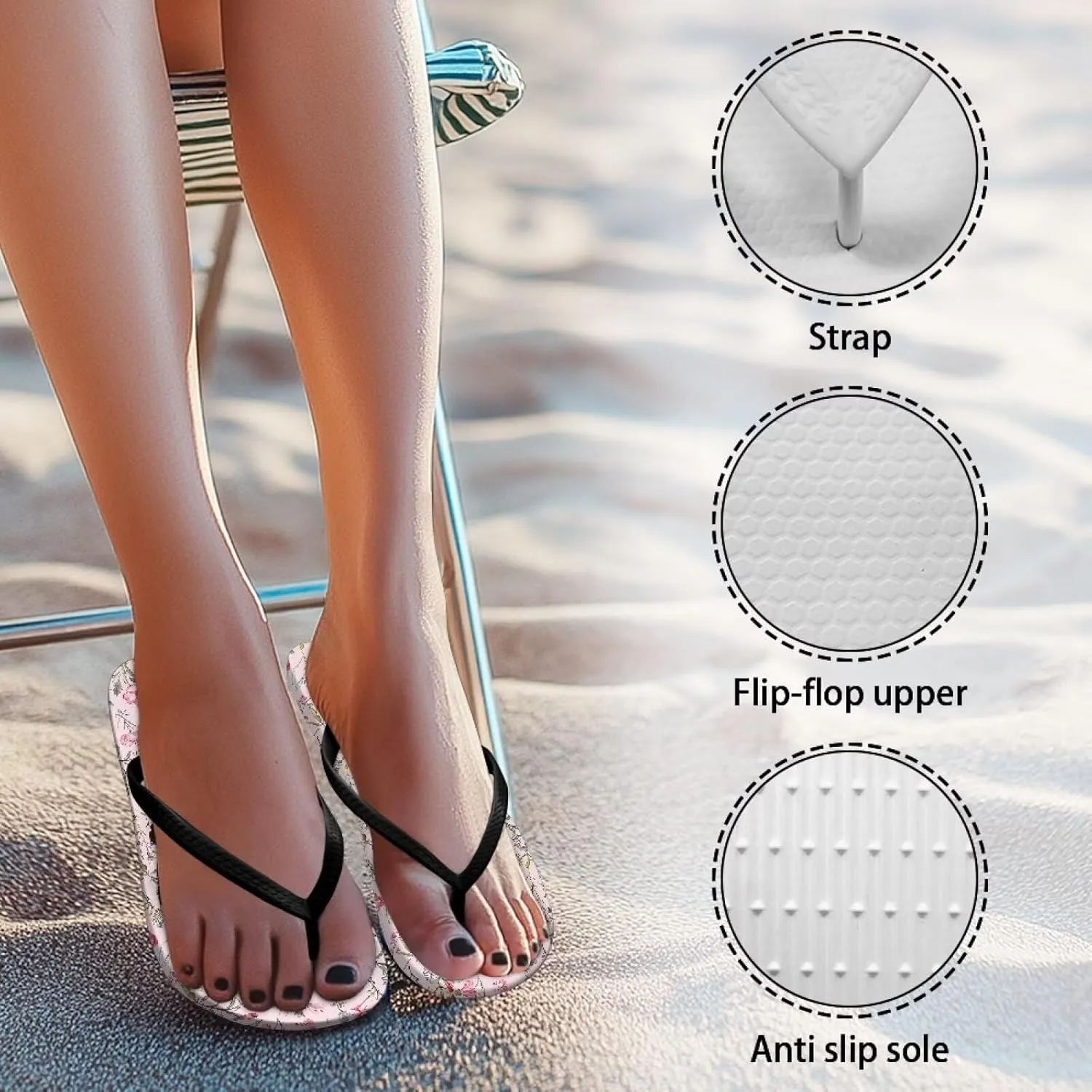 Women Flip Flops with Arch Support Yoga Mat Summer Beach Walking Comfortable Thong Sandals Slip On Indoor Outdoor