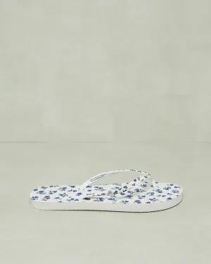 Women White Floral Flip Flop