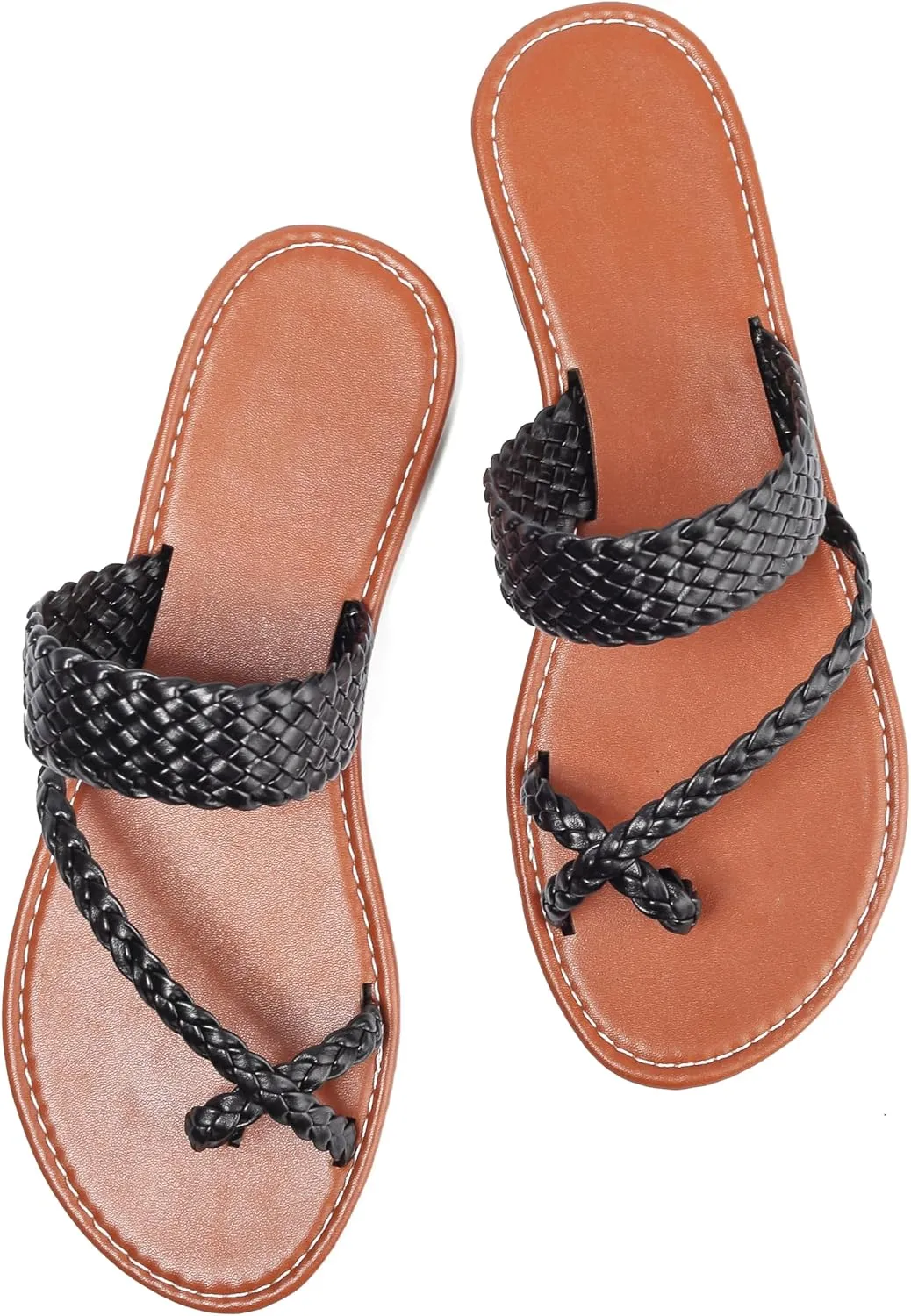 Women's Flat Sandals Casual Summer Sandals Dress Fashion Round Open Flip Flop Thong Sandals