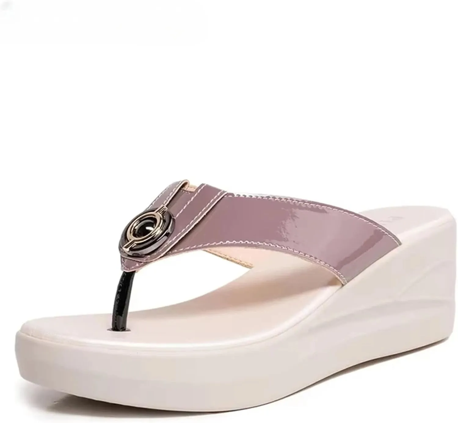 Women's Genuine Leather Flip-Flops - Anti-Slip Platform Summer Beach Shoes
