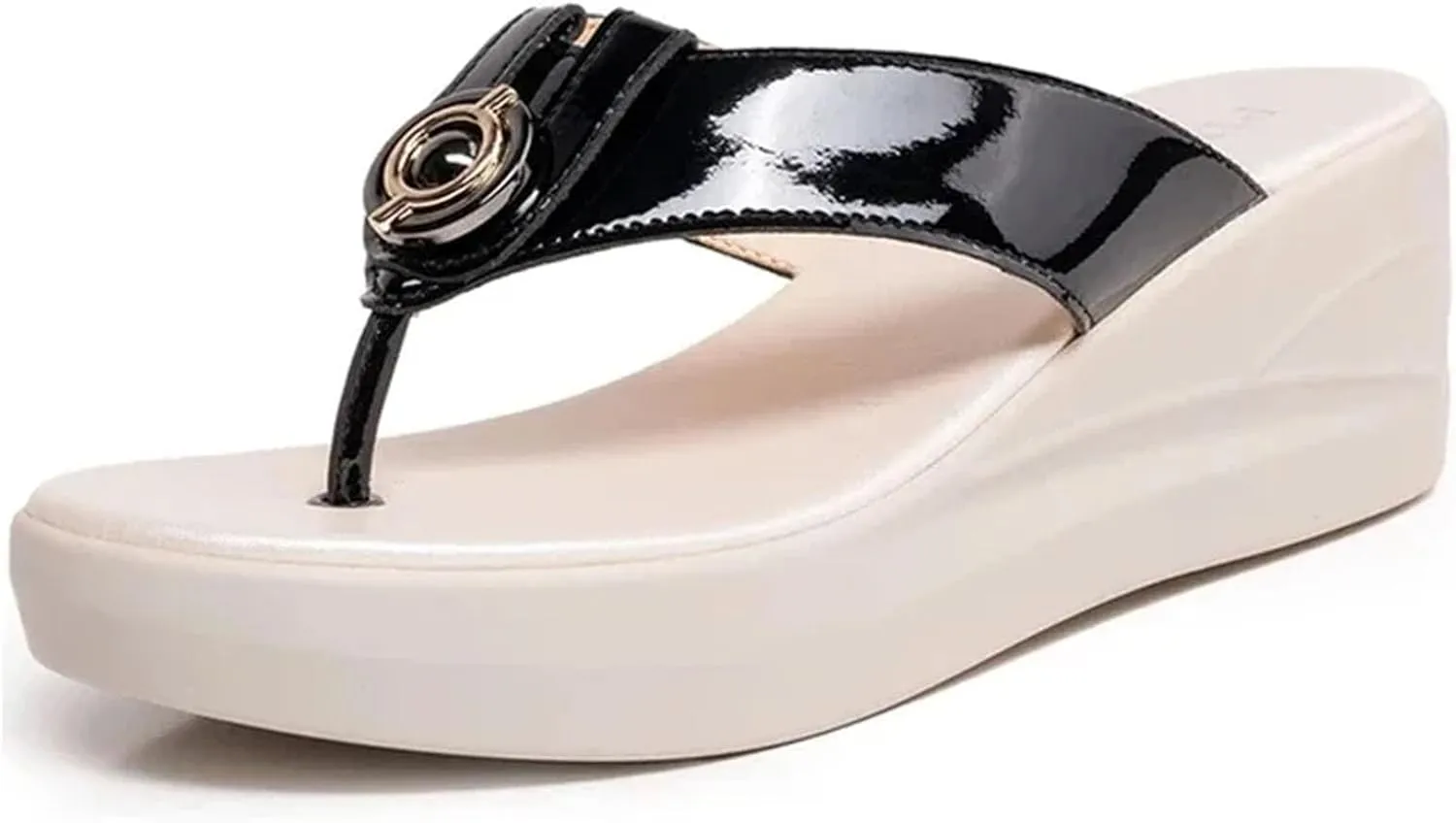 Women's Genuine Leather Flip-Flops - Anti-Slip Platform Summer Beach Shoes