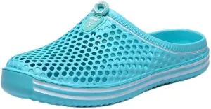Women's Hollow Out Flat Clogs, Closed Toe Breathable Non Slip Garden Mules, Casual Beach Slide Shoes