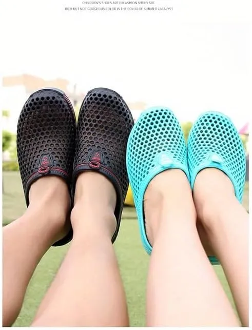 Women's Hollow Out Flat Clogs, Closed Toe Breathable Non Slip Garden Mules, Casual Beach Slide Shoes