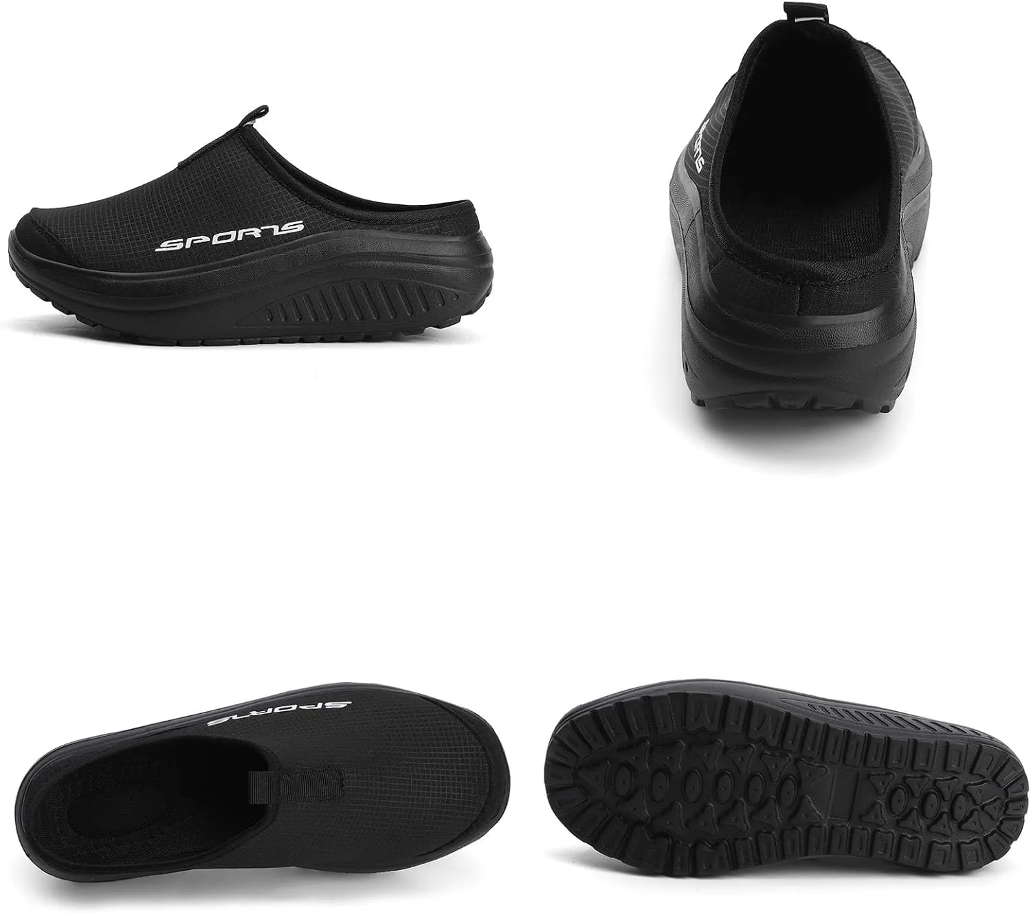 Women's Knitting Platform Slip-On Mule Walking Shoes with Arch-Support Comfort Round Toe Wedge Soft Sole Mesh Open Back Clog Rocking Shoes Lightweight Indoor Outdoor House Slippers