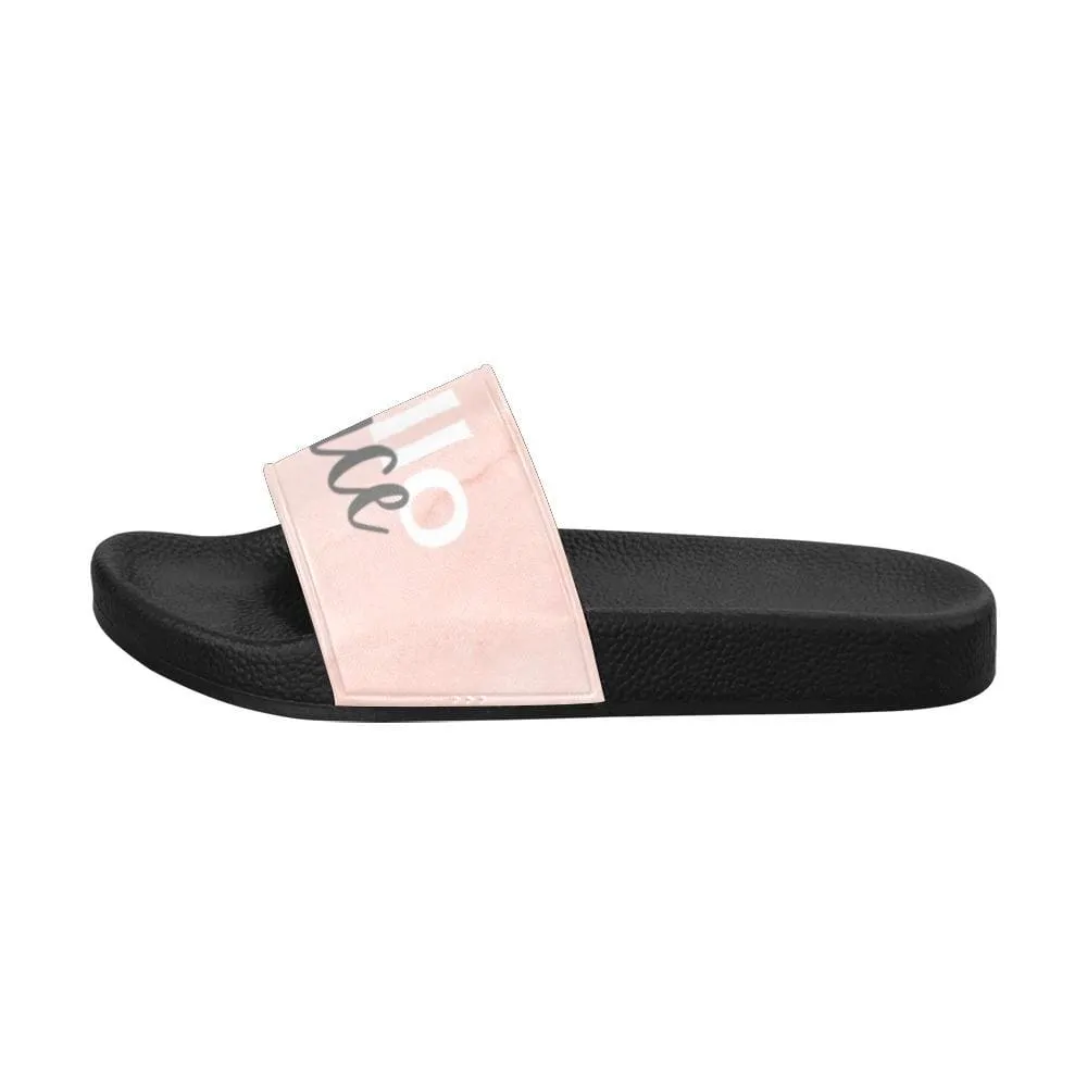 Womens Slides - Flip Flop Sandals - Peace Marble Hello Peace Print by inQue.Style