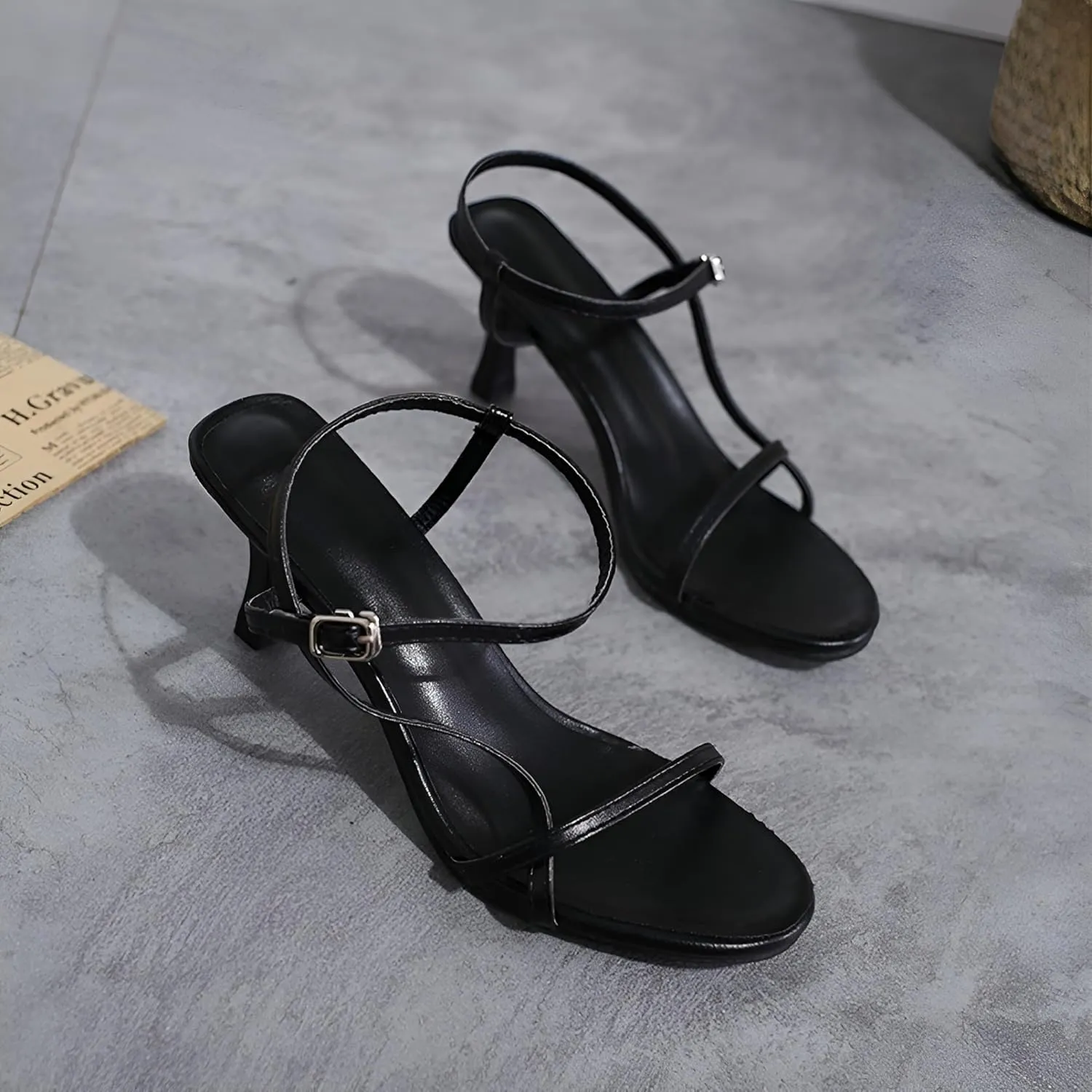 Womens Strappy Kitten Heels Dressy Sandals Low Heel Open Toe Ankle Strap Party Wedding Dress Shoes