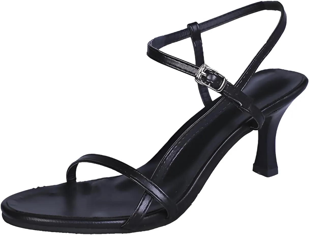 Womens Strappy Kitten Heels Dressy Sandals Low Heel Open Toe Ankle Strap Party Wedding Dress Shoes